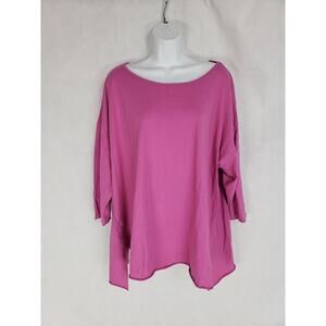 M Square Pink All Size 3/4 Sleeve Lagenlook Shirt 100% Cotton Made In USA